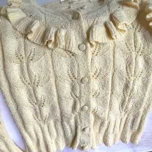 LoveShackFancy soft yellow cotton cardigan sweater
